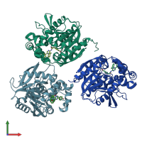 PDB entry 7qxq coloured by chain, front view.