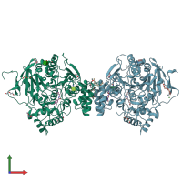 PDB entry 7qyn coloured by chain, front view.