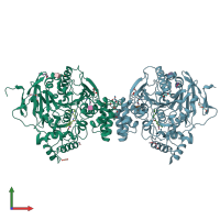 PDB entry 7r02 coloured by chain, front view.