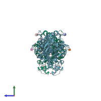 PDB entry 7r02 coloured by chain, side view.