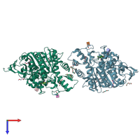 PDB entry 7r02 coloured by chain, top view.