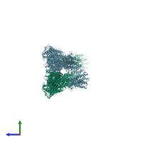 PDB entry 7r03 coloured by chain, side view.