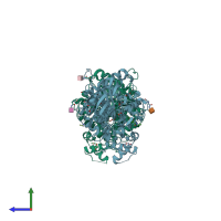 PDB entry 7r0a coloured by chain, side view.