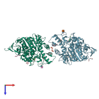 PDB entry 7r0a coloured by chain, top view.