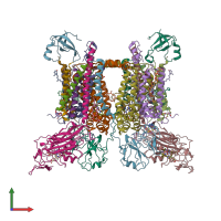 PDB entry 7r0w coloured by chain, front view.