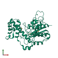 PDB entry 7r0x coloured by chain, front view.