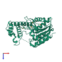 PDB entry 7r0x coloured by chain, top view.