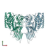 PDB entry 7r1e coloured by chain, front view.