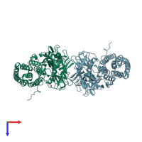 PDB entry 7r1e coloured by chain, top view.