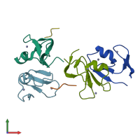 PDB entry 7r1o coloured by chain, front view.