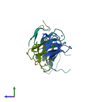 PDB entry 7r1o coloured by chain, side view.