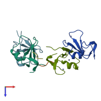 PDB entry 7r1o coloured by chain, top view.