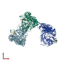 PDB entry 7r1r coloured by chain, front view.