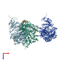 PDB entry 7r1r coloured by chain, top view.