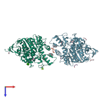 PDB entry 7r2f coloured by chain, top view.