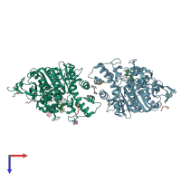 PDB entry 7r3c coloured by chain, top view.