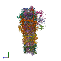 PDB entry 7r3k coloured by chain, side view.