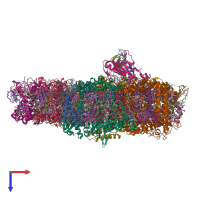 PDB entry 7r3k coloured by chain, top view.