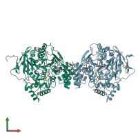 PDB entry 7r4e coloured by chain, front view.