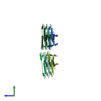 PDB entry 7r4t coloured by chain, side view.