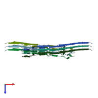 PDB entry 7r4t coloured by chain, top view.