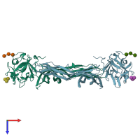 PDB entry 7r55 coloured by chain, top view.