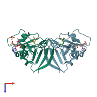 PDB entry 7r6g coloured by chain, top view.