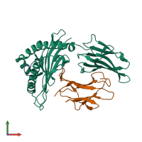PDB entry 7r7w coloured by chain, front view.