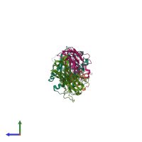 PDB entry 7r80 coloured by chain, side view.