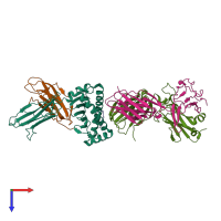 PDB entry 7r80 coloured by chain, top view.