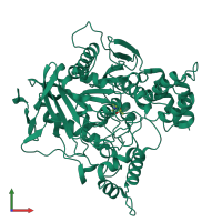 PDB entry 7rb5 coloured by chain, front view.