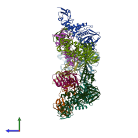 PDB entry 7rbs coloured by chain, side view.