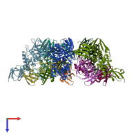 PDB entry 7rbs coloured by chain, top view.