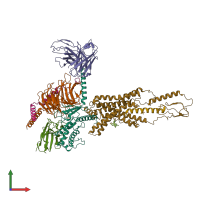 PDB entry 7rbt coloured by chain, front view.
