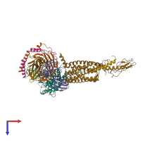 PDB entry 7rbt coloured by chain, top view.