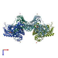 PDB entry 7rcl coloured by chain, top view.