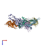 PDB entry 7rco coloured by chain, top view.