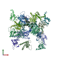 PDB entry 7rdb coloured by chain, front view.