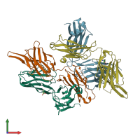 PDB 7rdl coloured by chain and viewed from the front.