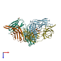 PDB entry 7rdl coloured by chain, top view.