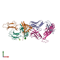 PDB entry 7rdv coloured by chain, front view.