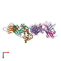PDB entry 7rdv coloured by chain, top view.