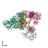 PDB entry 7rdy coloured by chain, front view.