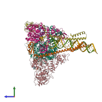 PDB entry 7rdy coloured by chain, side view.