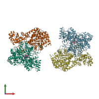 PDB entry 7req coloured by chain, front view.