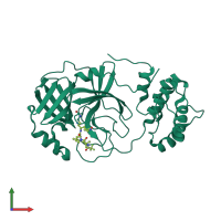 PDB entry 7rfs coloured by chain, front view.