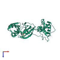 PDB entry 7rfs coloured by chain, top view.