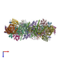 PDB entry 7rh6 coloured by chain, top view.