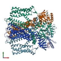 PDB entry 7rhi coloured by chain, front view.