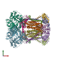 PDB entry 7rja coloured by chain, front view.